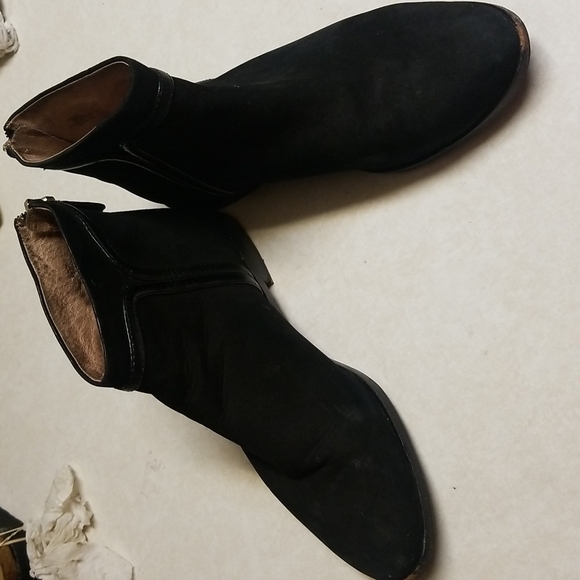 Louise Et Cie Zakiria Black Suede Ankle Boots Booties Boho Leather Lined Size 8 - Picture 3 of 11